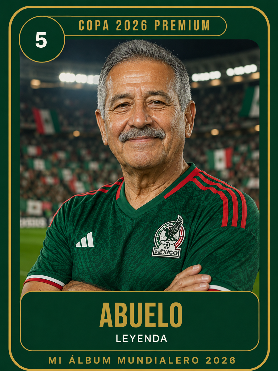 Figurita de Abuelo Leyenda del álbum mundialero 2026